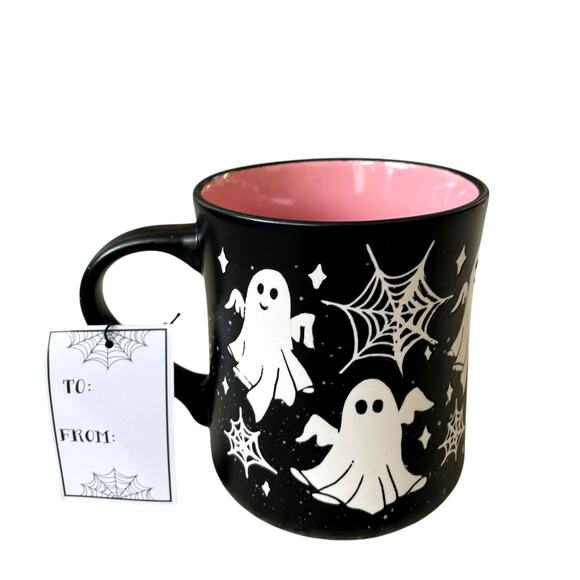 Large Halloween Coffee Mug Ghost, Spiderwebs LET’S BOO-GIE! Cobwebs & Couldrons - Picture 12 of 13